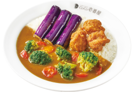 茄子(H)+炸雞塊(H)+蕃茄青花椰菜咖哩飯